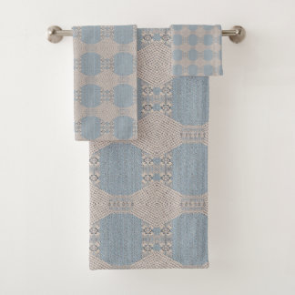 Azurévia Lace – Poederblauw & Ivoor Geometrisch Bad Handdoek