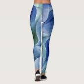 Azuriet Malachiet Vlammende Fractale Bloem Leggings (Achterkant)