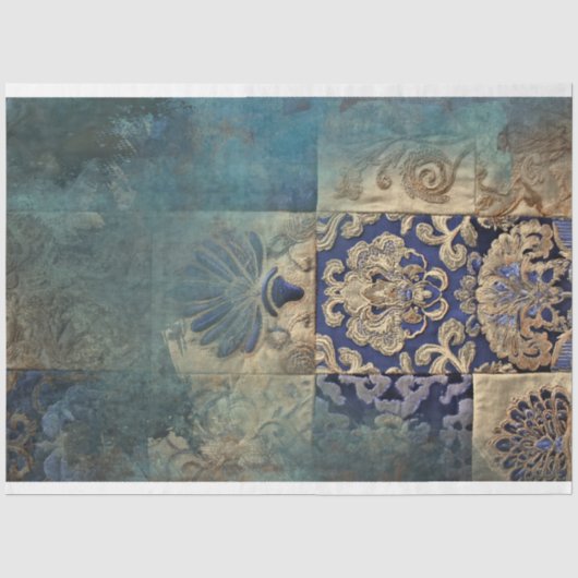 Azurijn Allure Patchwork Elegantie, Blauwe tinten Tissuepapier (Voorkant)