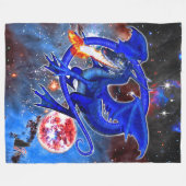 Azurite Cosmic Dragon Fleece Deken (Voorkant (Horizontaal))