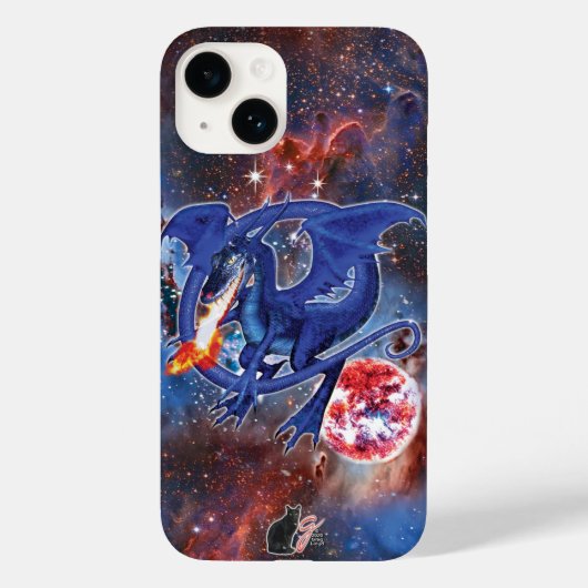 Azurite Cosmic Dragon Hoesje-Mate iPhone Case (Achterkant)