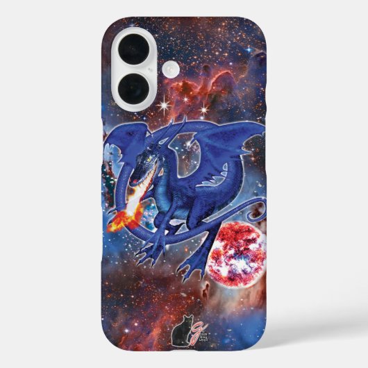 Azurite Cosmic Dragon Hoesje-Mate iPhone Case (Achterkant)