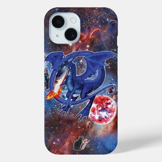 Azurite Cosmic Dragon Hoesje-Mate iPhone Case (Achterkant)