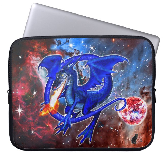 Azurite Cosmic Dragon-laptophoes Laptop Sleeve (Voorkant)