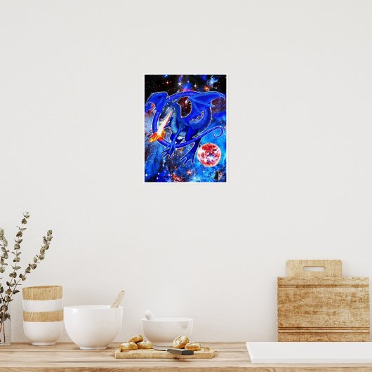Azurite Cosmic Dragon Poster (Keuken)