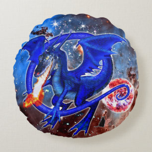 Azurite Cosmic Dragon Rond Kussen
