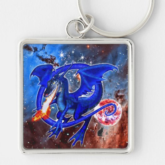 Azurite Cosmic Dragon Sleutelhanger (Voorkant)
