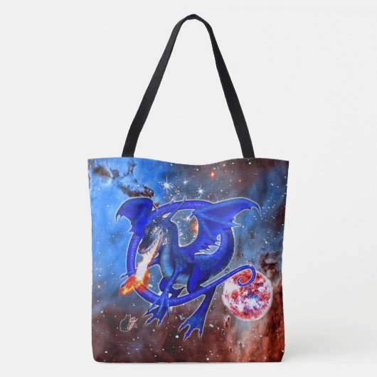 Azurite Cosmic Dragon Tote Bag (Achterkant)