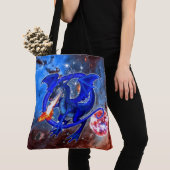 Azurite Cosmic Dragon Tote Bag (Dichtbij)