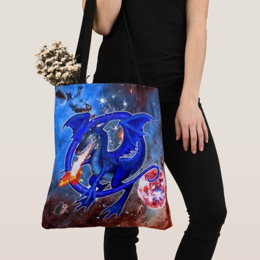 Azurite Cosmic Dragon Tote Bag (Dichtbij)
