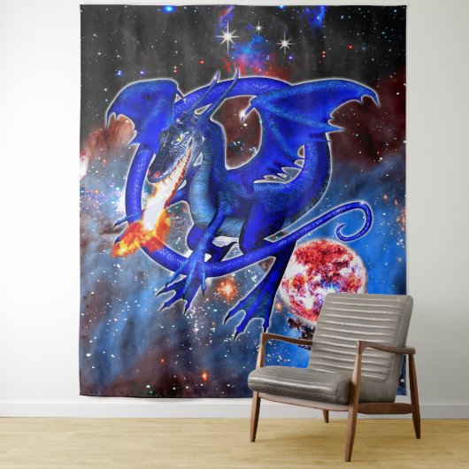 Azurite Cosmic Dragon Wandkleed (In situ)