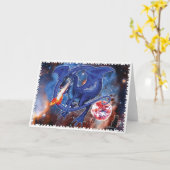 Azurite Cosmic Dragon Wenskaart Kaart (Gele Bloem)