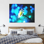 Azurite Malachite Daisy Wrapped Canvas Afdruk (Insitu (Slaapkamer))