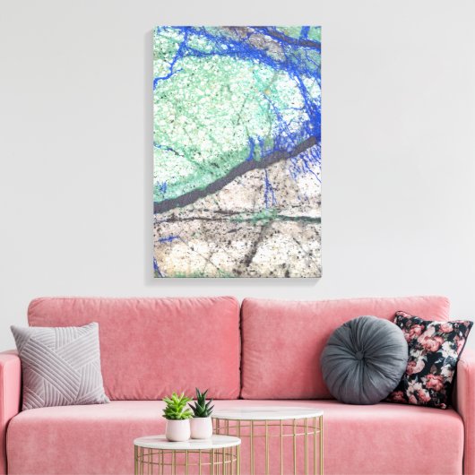 Azurite Malachite Stone op verwaterd Canvas (Insitu (Woonkamer))