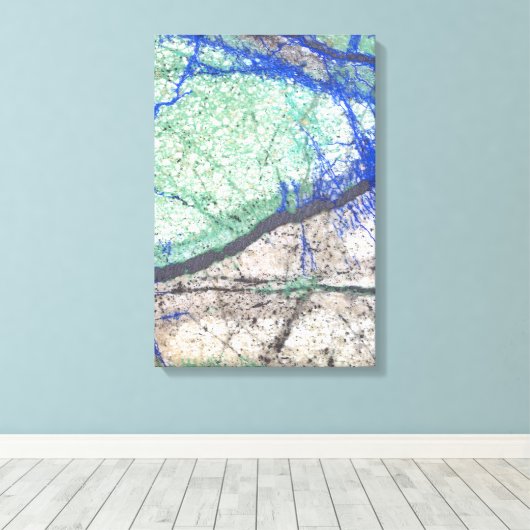 Azurite Malachite Stone op verwaterd Canvas (Insitu (Houten vloer))