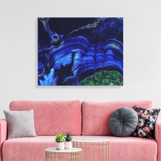 Azurite Malachite Stone op verwaterd Canvas (Insitu (Woonkamer))
