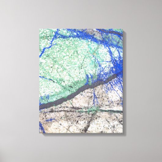 Azurite Malachite Stone op verwaterd Canvas Afdruk (Voorkant)