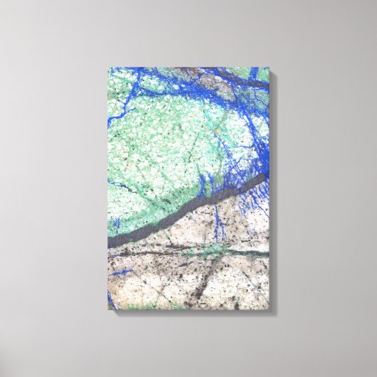 Azurite Malachite Stone op verwaterd Canvas Afdruk (Voorkant)
