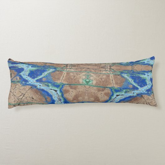 Azurite Stone Beige en Turquoise Lichaamskussen (Achterkant)