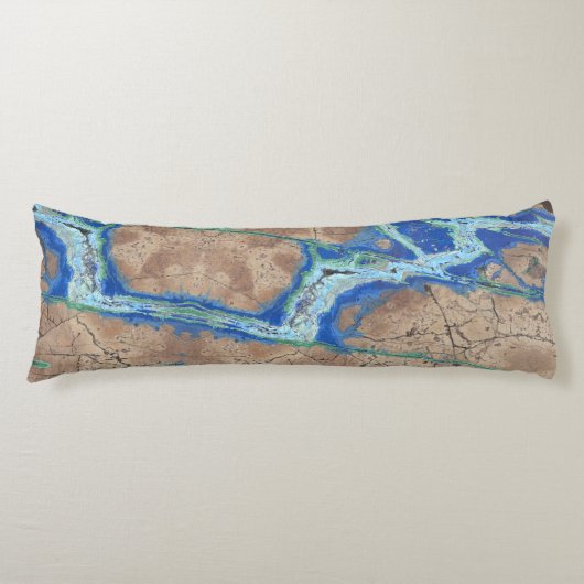 Azurite Stone Beige en Turquoise Lichaamskussen (Voorkant)