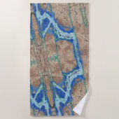 Azurite Stone Beige en Turquoise Strandlaken (Voorkant)