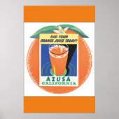 Azusa California Vintage Travel Poster (Voorkant)