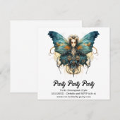 Azuurblauwe Admiraal Vlinder Steampunk Bruiloft Aankondiging (Voorkant / Achterkant)