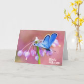 Azuurblauwe Vlinder Kaart (Gele Bloem)