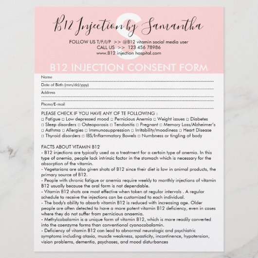 B12-injectie toestemmingsformulier flyer (Voorkant)