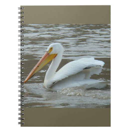 B14 Witte Pelikaan op Modderige Rivier Notitieboek (Voorkant)