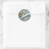 B14 Witte Pelikaan Ronde Sticker (Tas)