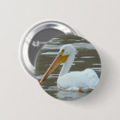 B15 White Pelican Ronde Button 5,7 Cm (Voorkant /achterkant)