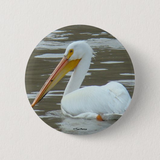 B15 Witte Pelikaan Ronde Button 5,7 Cm (Voorkant)