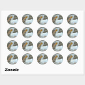 B15 Witte Pelikaan Ronde Sticker (Vel)