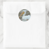 B15 Witte Pelikaan Ronde Sticker (Tas)