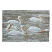 B16 Witte pelikanen op modderige rivier Kussensloop (Achterkant)