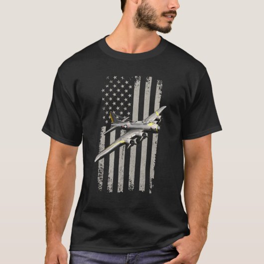 B17 Bomber Ww2 Plane Vliegtuig Usa Veteran Pil T-shirt (Voorkant)