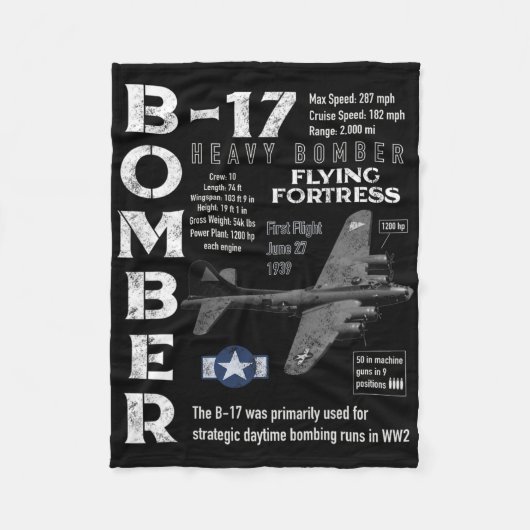 B17 Vliegende Vesting Fleece Deken (Voorkant)