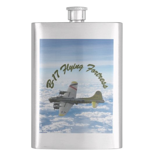 B17 Vliegtuig WWII-bombervliegtuig Heupfles (Voorkant)