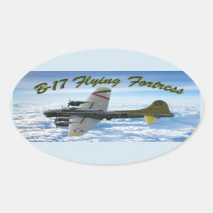 B17 Vliegtuig WWII-bombervliegtuig Ovale Sticker