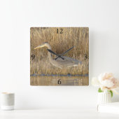 B19 Grote Blauwe Blauwe Heron Vierkante Klok (Huis)