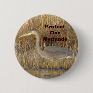 B19 Grote Blauwe Reiger Jong Ronde Button 5,7 Cm
