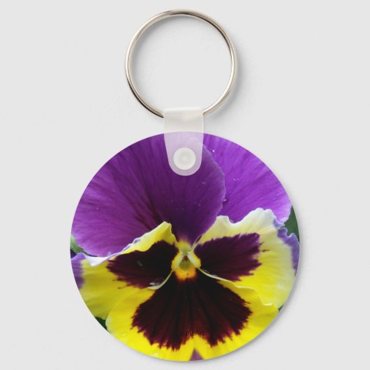 b1 Paarse gele Paarse Pansy Sleutelhanger (Voorkant)