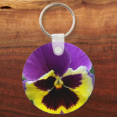 b1 Paarse gele Paarse Pansy Sleutelhanger (Voorkant)
