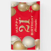 B21e verjaardag Rode en gouden ballonnen Spandoek (Verticaal)