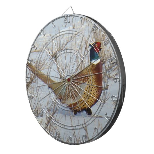 B22 Ring-necked fazant in sneeuw Dartbord (Voorkant Rechts)