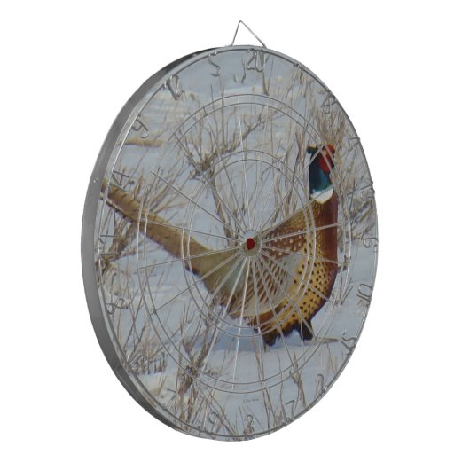 B22 Ring-necked fazant in sneeuw Dartbord (Voorkant Links)