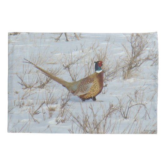 B22 Ring-necked fazant in sneeuw Kussensloop (Achterkant)