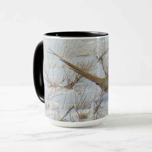 B22 Ring-necked fazant in sneeuw Mok (Voorkant links)