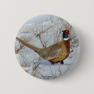 B22 Ring-necked Fazant Ronde Button 5,7 Cm